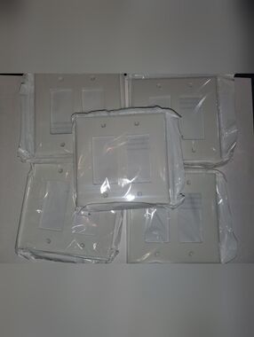 White Double Rocker Light Switch Wall Plate Covers - Pack of 5